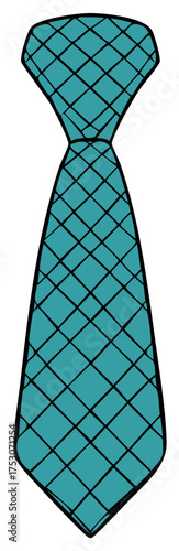 Teal necktie with black diamond pattern.  Business attire fashion, formalwear for professional appearance, sketchy style