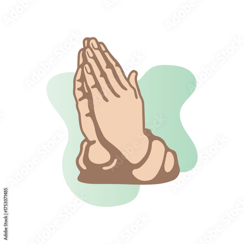 A serene illustration of human hands clasped together in earnest prayer