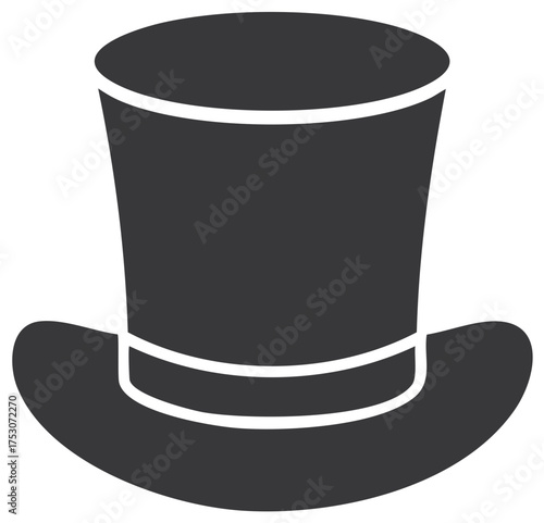 Classic black top hat with a satin band illustration
