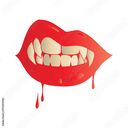 Bloody Vampire Fangs and Lips Halloween Horror