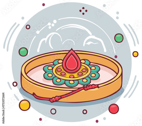 Traditional Raksha Bandhan festival scene with decorative rakhi thread diya lamp and thali plate