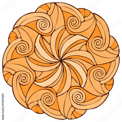Wallpaper Mural Abstract Orange Round Ornament with Swirls, Decorative Design Element, Artistic Illustration Torontodigital.ca