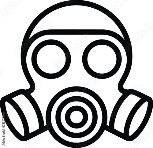 Gas mask icon isolated on white background, a symbol of protection against harmful substances