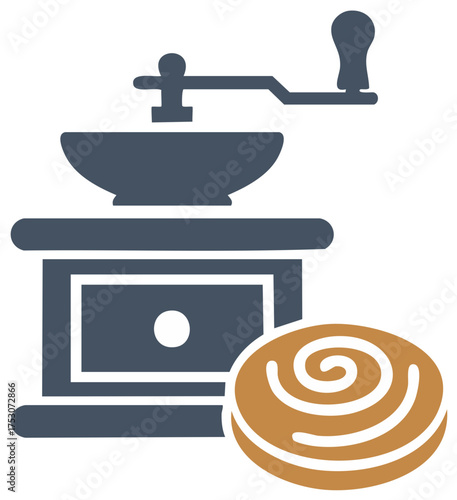 Wallpaper Mural Traditional Cinnamon Roll Next to Coffee Grinder Icon Graphic Illustration Torontodigital.ca