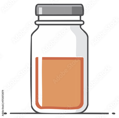 Wallpaper Mural Illustrated Glass Jar Containing Liquid, Vector Medicine Bottle with Orange Liquid Torontodigital.ca