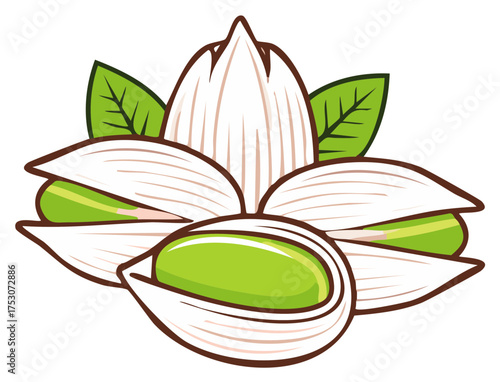 Wallpaper Mural Pistachio Nuts and Leaves Food Illustration Healthy Snack Ingredient Torontodigital.ca