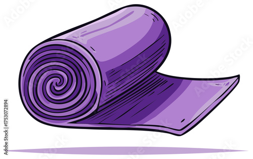 Wallpaper Mural Rolled Exercise Mat in Purple for Fitness and Wellness Cartoon Illustration Design Torontodigital.ca