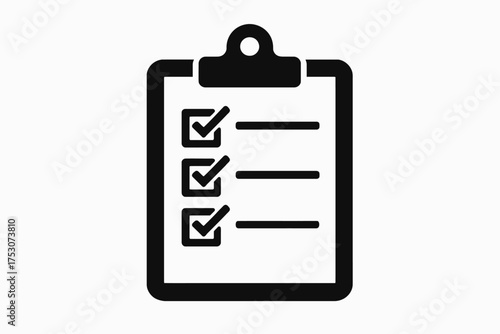 Black checklist icon with three checkmarks on clipboard symbolizing organization