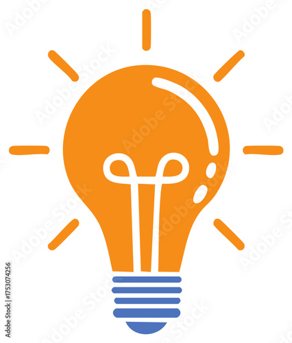 Creative idea and innovation concept with a glowing orange light bulb icon
