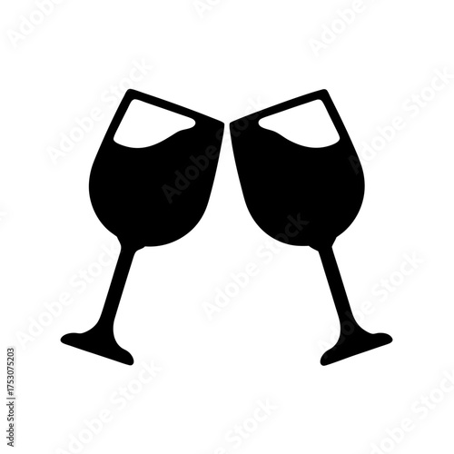 Two wine glasses clinking together in a toast celebration cheers event fun beverage alcohol toasting