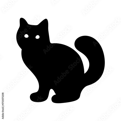 Mysterious black cat silhouette sitting elegantly evoking enchantment and nighttime charm