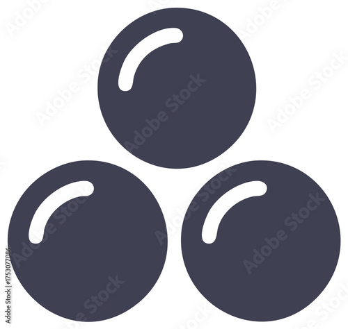 Abstract illustration of three spherical objects arranged together