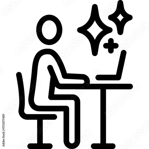Workspace with AI design and image generation icon. Artificial intelligence creative process, digital art, and graphic creation concept