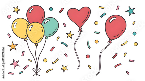 Festive balloons and confetti celebration illustration