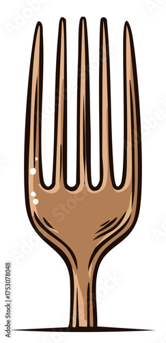Illustrated Dining Fork for Serving Food in Brown Tones for Restaurant Concepts