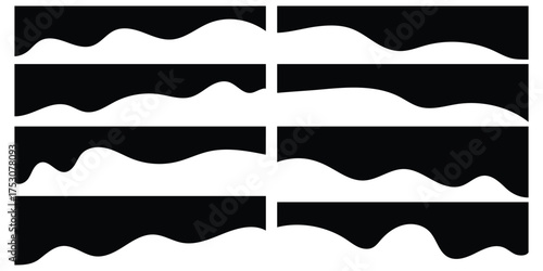 Border shape for website design. Vector banner header and separator. Background section and frame template. Abstract curve top headline. Border shape wave design, dividers shapes, frame template curve