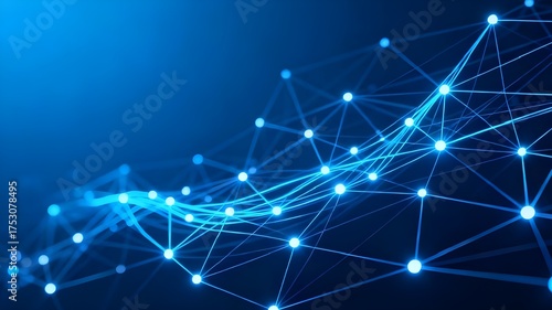 Futuristic AI Network Background with Glowing Blue Lines and Data Connections