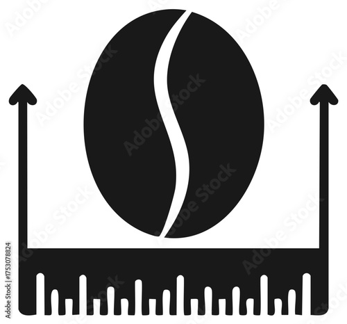 Coffee bean size measurement illustration