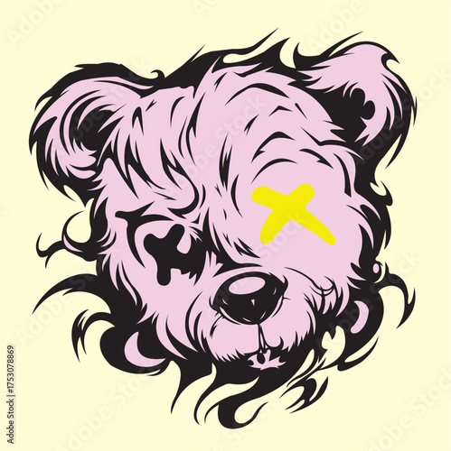Very scary and colorful bear head costume vector design, very suitable to be used as a logo or image on a t-shirt