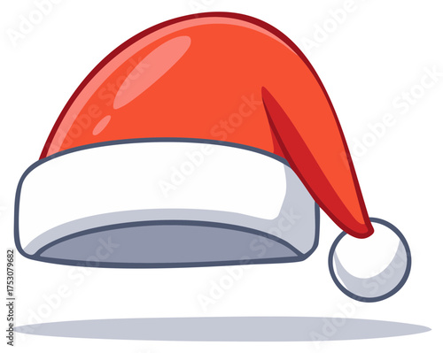 Festive Santa Claus Hat Illustration: Cheerful Red Cap with White Brim for Holiday Season