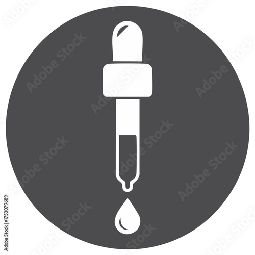 Minimalist Dropper and Falling Liquid Drop Icon for Science, Medicine, and Laboratory Concepts