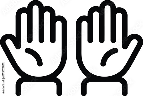 Two hands with palms facing forward isolated on white background in a simple line drawing style