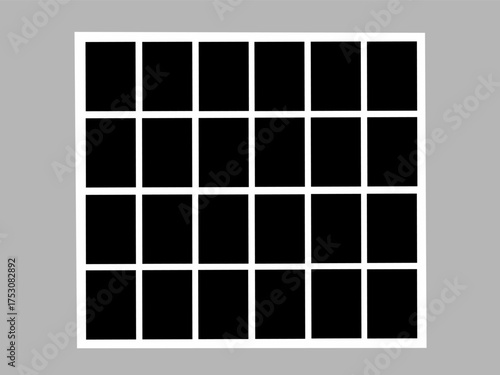 Blank photo frame design, vector collage template layout of twenty four photo frames