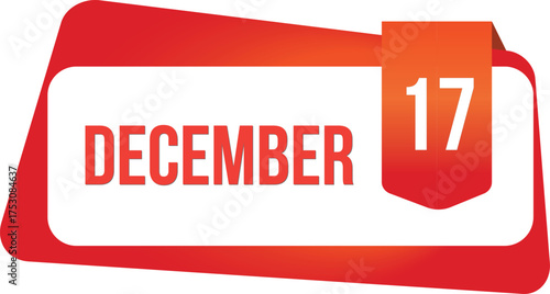 December 17 Daily Calendar date flat design red gradient rectangle style