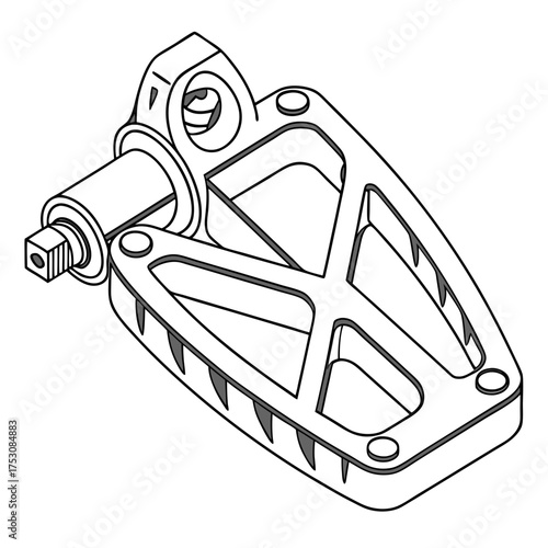 Isometric line drawing of a bicycle pedal crank arm with a square spindle component