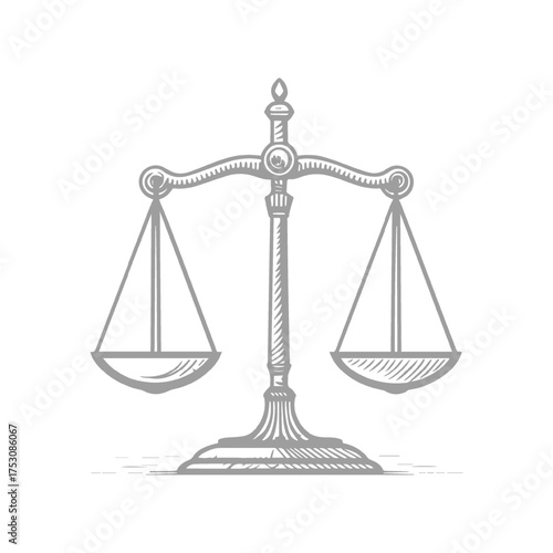 Vintage Hand-Drawn Scales of Justice Symbol Design Illustration