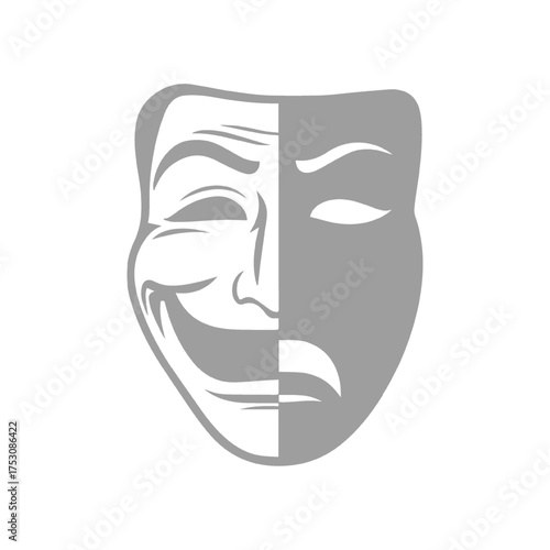 Comedy and Tragedy Theatrical Mask Design Illustration