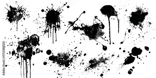 Abstract Black and White Ink Splats Creating a Grunge. ink splat	
