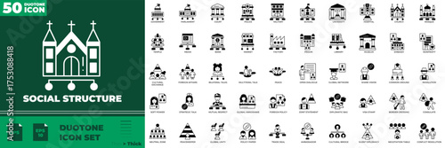 Social Structure Duotone Editable Icons set. Vector illustration in modern thin duotone style of Social Structure icons: structure, society, hierarchy, etc