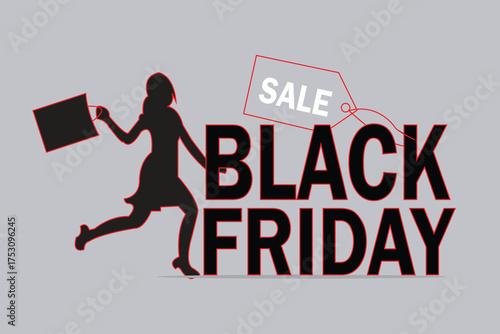 Black Friday Bold Text Tag Vector