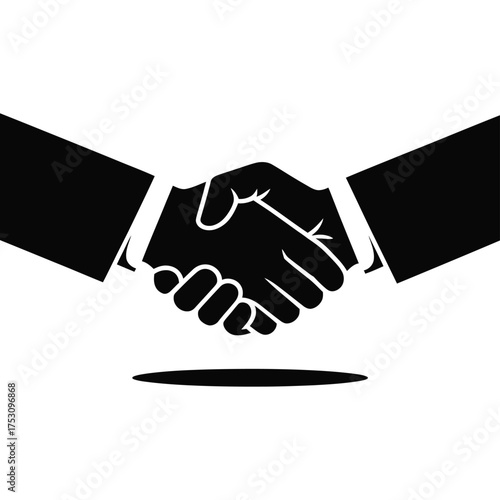 Black and white silhouette of two people shaking hands