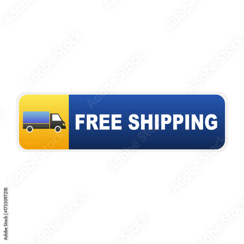 Free shipping label with delivery truck icon. Vector illustration
