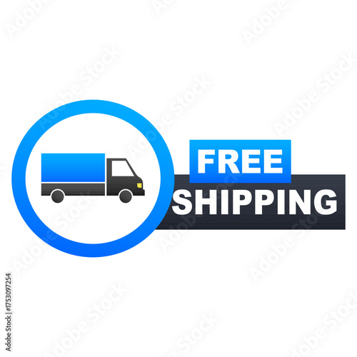 Free delivery icon with delivery truck. Vector illustration