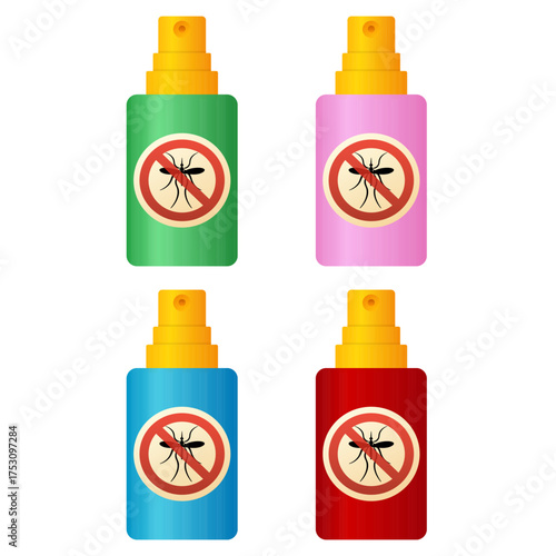 Types of mosquito repellent sprays. Vector illustration