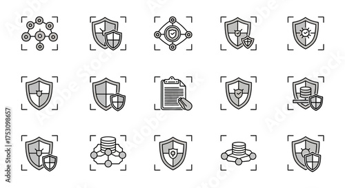 Cybersecurity and Data Protection Icon Set.
