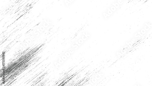 Diagonal gray streaks and dots create a textured pattern on a white background.