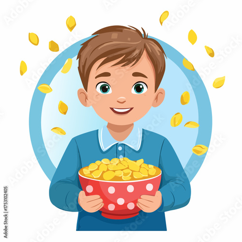 Kleiner Junge mit Popcorn
