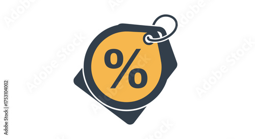 Sale discount percent tag vector icon. Special offer price label for shopping and retail. Promotion marketing symbol for business. Financial interest rate or commission concept.