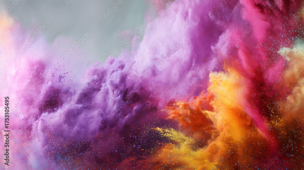 Fototapeta premium Colorful Holi Powder for Party And Festival. Rangoli colored powder explosion. Abstract colored background. Explosion of colored smoke. 