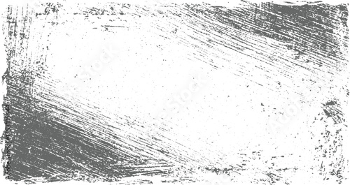 Abstract distressed gray brush strokes and speckles on a white background.