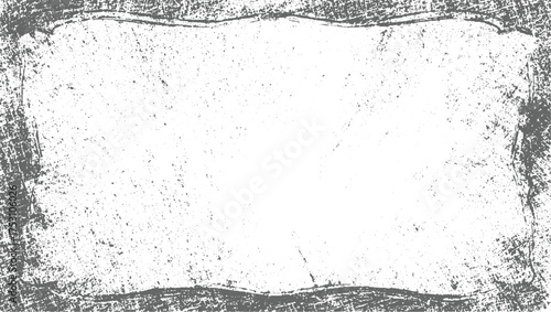A distressed gray textured border surrounds a white speckled background with a rough, weathered appearance.
