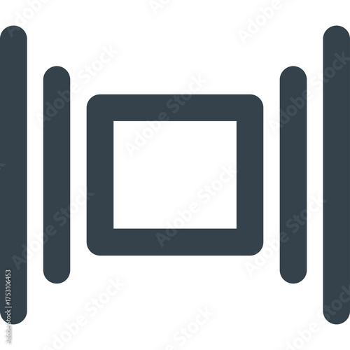 Minimalist Dark Gray Square Icon with Vertical Lines on Transparent Background Representing Simple Geometric Design and Modern Interface Elements