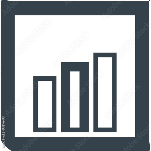 Minimalist dark grey bar chart icon graphic on transparent background representing growth and data analysis business concept