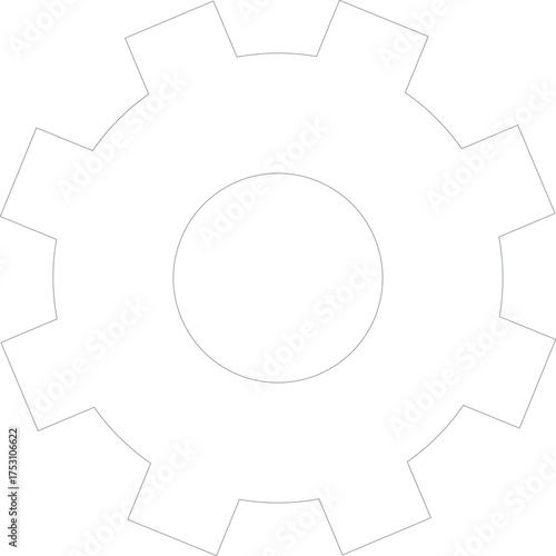 Minimalist Gear Icon Outline With Dotted Geometric Shape On Transparent Background Representing Mechanics Industry And Precision Engineering