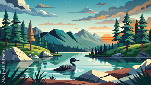 Boundary Waters Wildlife Landscape Vector