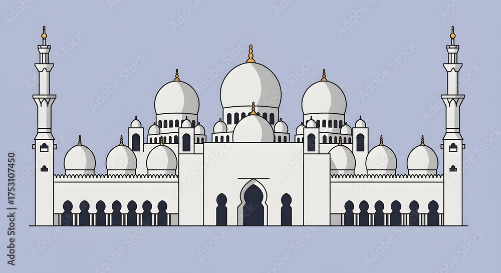 Obraz premium A vector icon of Abu Dhabi Grand Mosque domes